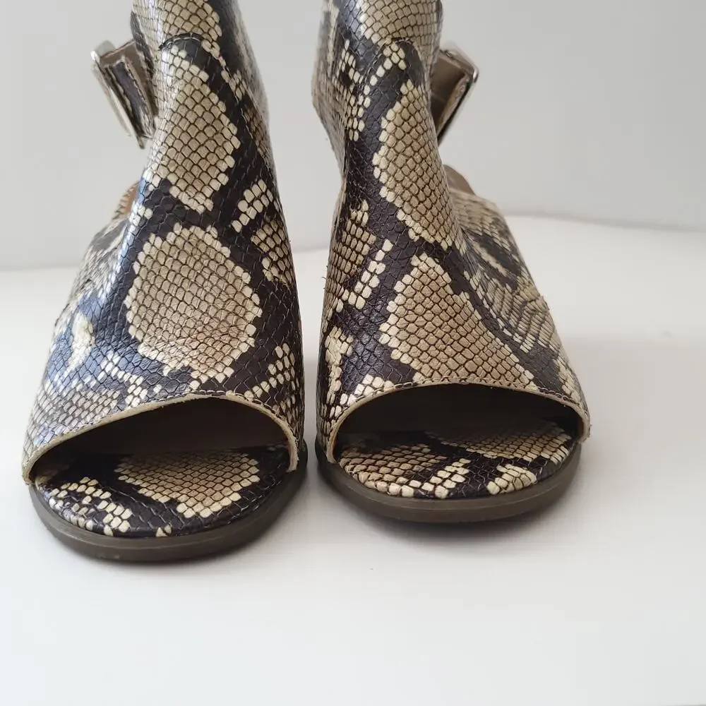 Vionic Blakely Heels Slingback Open Toe Snakeskin Embossed Neutrals Women 6